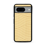 Coque de protection en bois véritable fabriquée en France pour  avec un motif moderne et minimaliste sur le thème waves et wavy représentant les vagues de l'océan