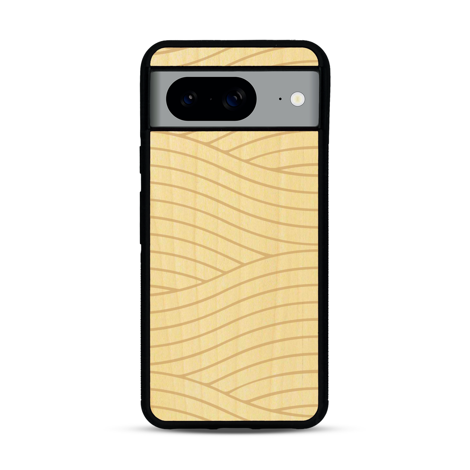 Coque de protection en bois véritable fabriquée en France pour  avec un motif moderne et minimaliste sur le thème waves et wavy représentant les vagues de l'océan