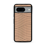 Coque de protection en bois véritable fabriquée en France pour  avec un motif moderne et minimaliste sur le thème waves et wavy représentant les vagues de l'océan