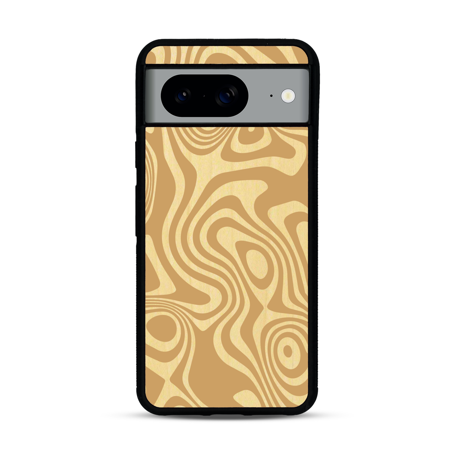 Coque de protection en bois véritable fabriquée en France pour  avec un motif abstrait représentant les mouvements de l'eau