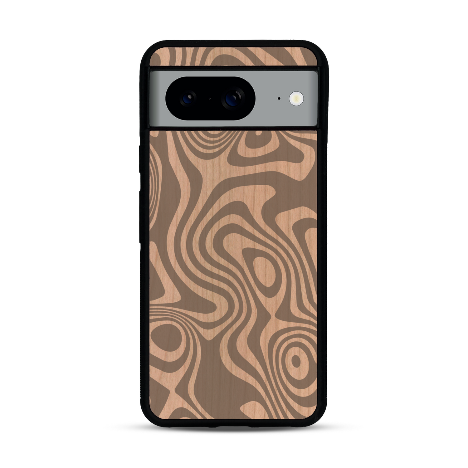 Coque de protection en bois véritable fabriquée en France pour  avec un motif abstrait représentant les mouvements de l'eau