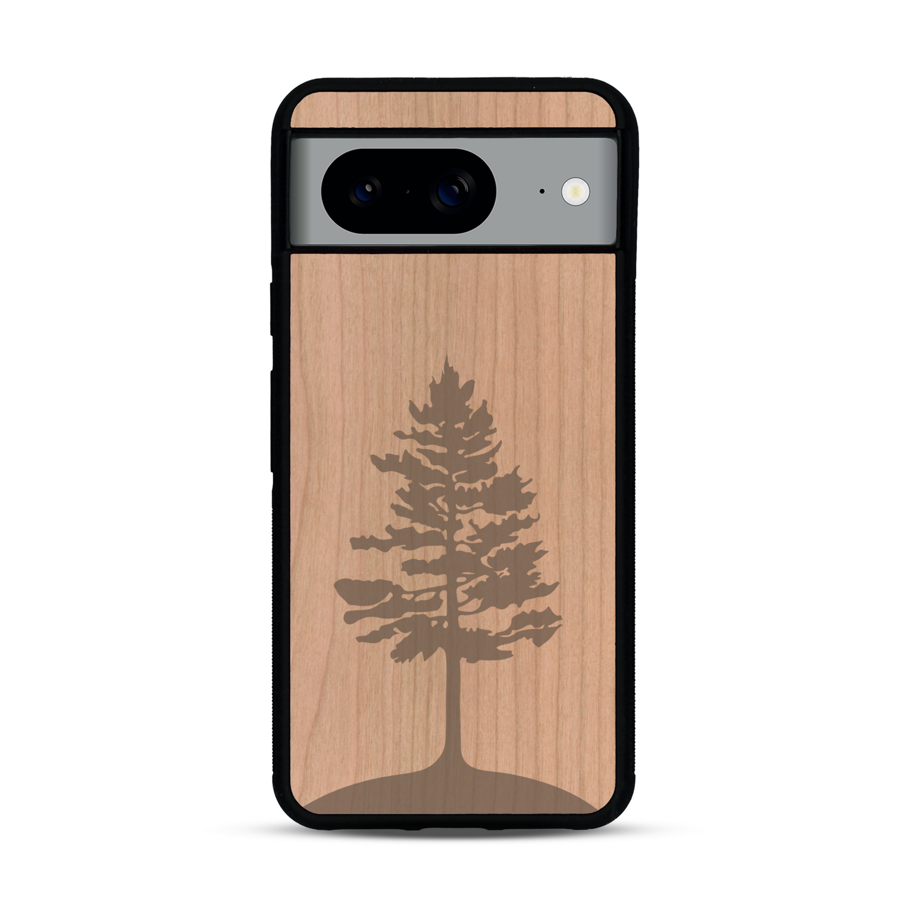Coque de protection en bois véritable fabriquée en France pour  sur le thème de la nature, de la fôret et de l'écoresponsabilité avec une gravure représentant un arbre 