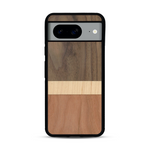 Coque de protection en bois véritable fabriquée en France pour  alliant des bandes horizontales de bambou, merisier et noyer