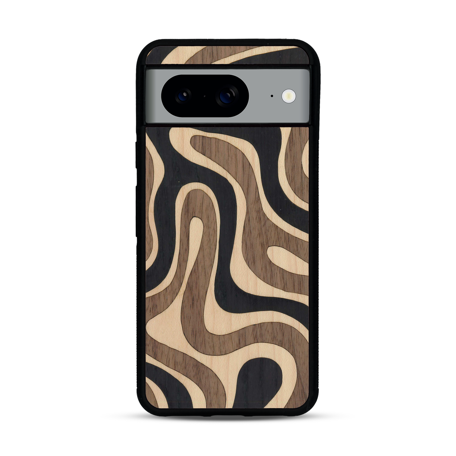Coque de protection en bois véritable fabriquée en France pour  alliant plusieurs essences de bois pour représenter une ondulation