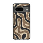 Coque de protection en bois véritable fabriquée en France pour Google Pixel 8 alliant plusieurs essences de bois pour représenter une ondulation