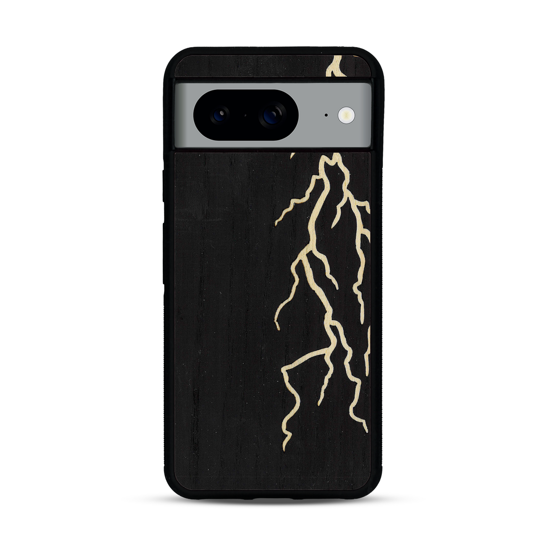 Coque de protection en bois véritable fabriquée en France pour  alliant plusieurs essences de bois pour représenter un éclair divin
