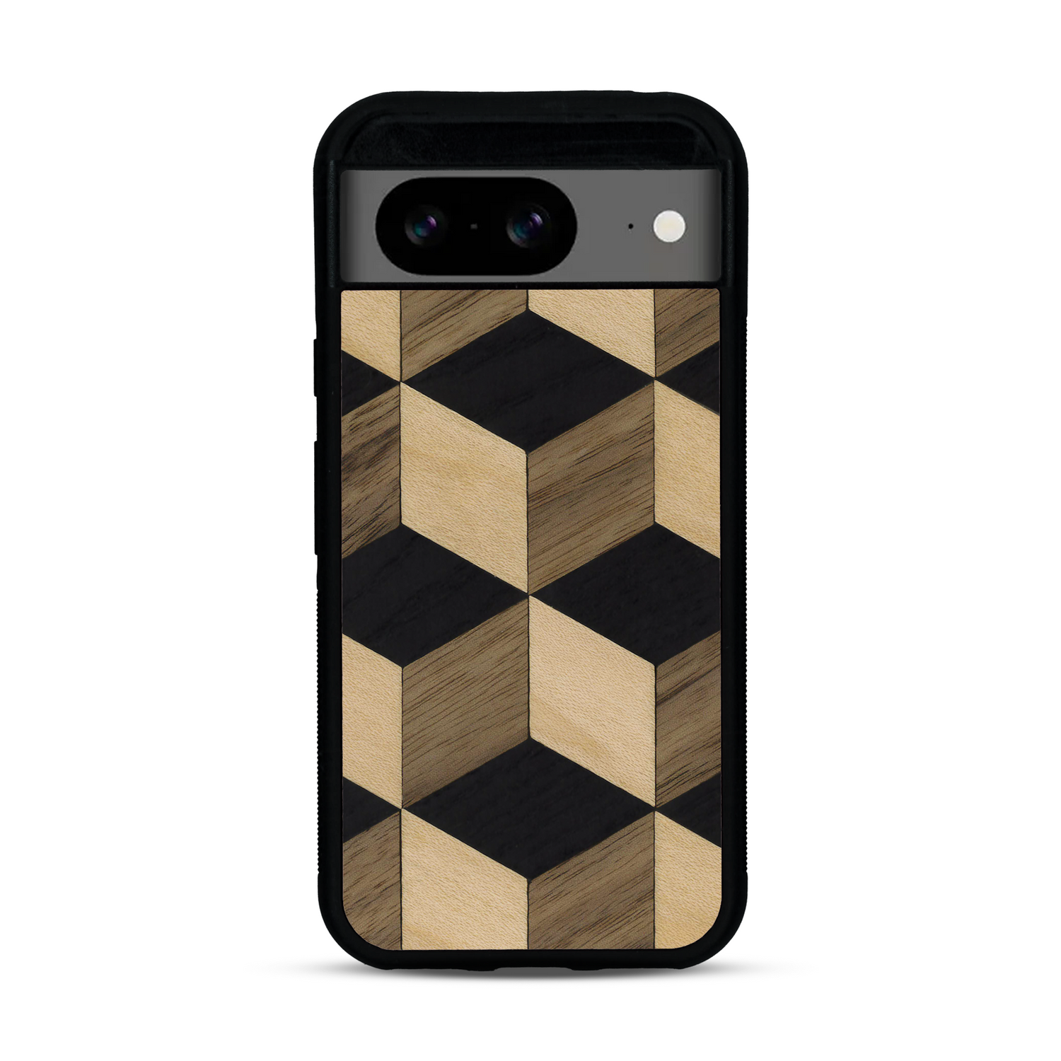 Coque de protection en bois véritable fabriquée en France pour  alliant plusieurs essences de bois pour représenter un classique intemporel de la marqueterie