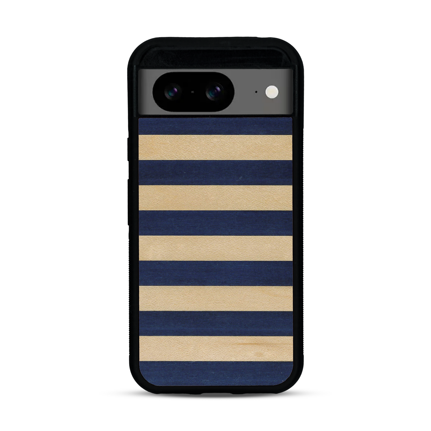 Coque de protection en bois véritable fabriquée en France pour  alliant plusieurs essences de bois pour représenter une marinière