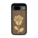Coque de protection en bois véritable fabriquée en France pour  alliant plusieurs essences de bois pour représenter une rose