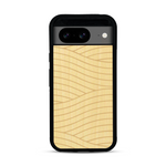 Coque de protection en bois véritable fabriquée en France pour  avec un motif moderne et minimaliste sur le thème waves et wavy représentant les vagues de l'océan