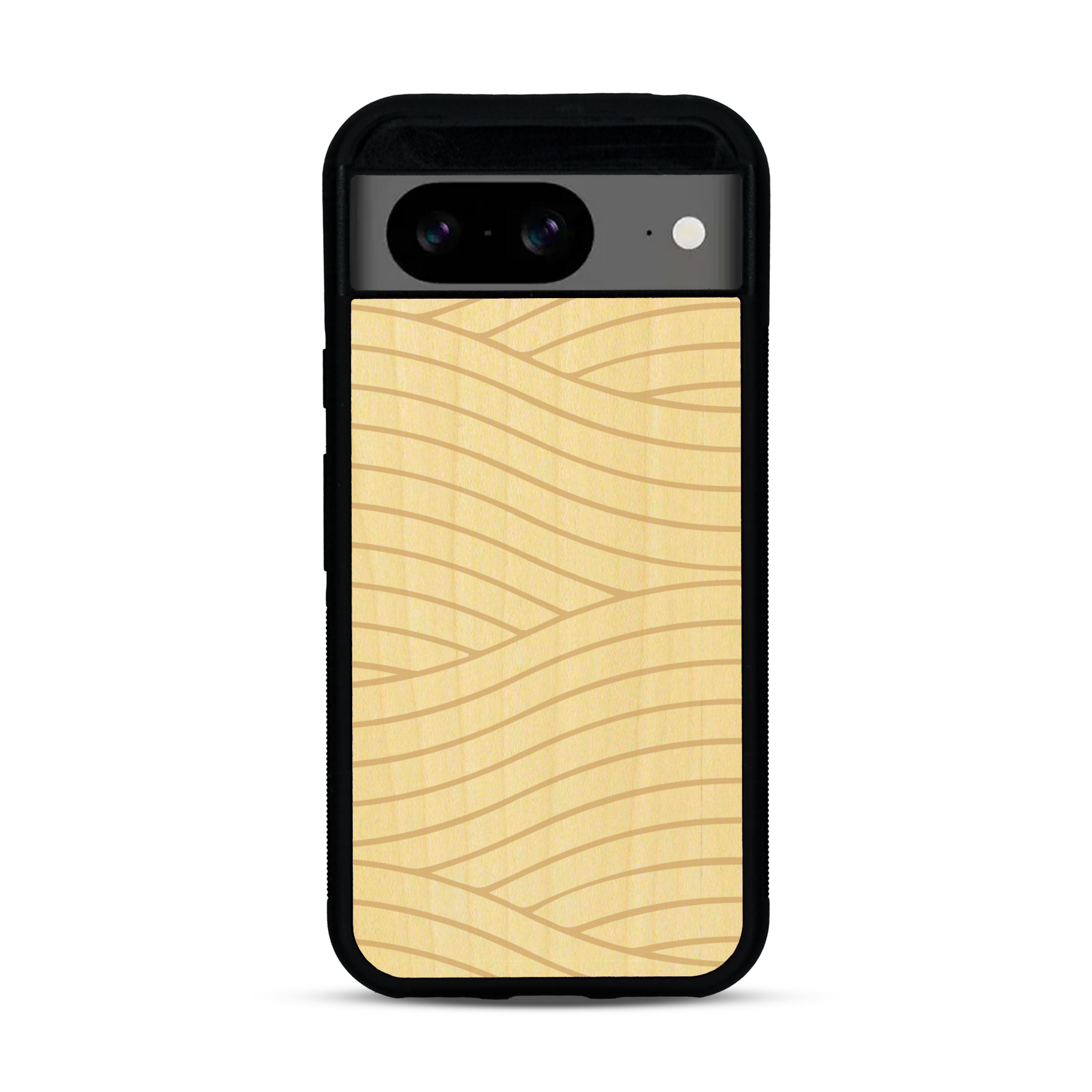 Coque de protection en bois véritable fabriquée en France pour  avec un motif moderne et minimaliste sur le thème waves et wavy représentant les vagues de l'océan