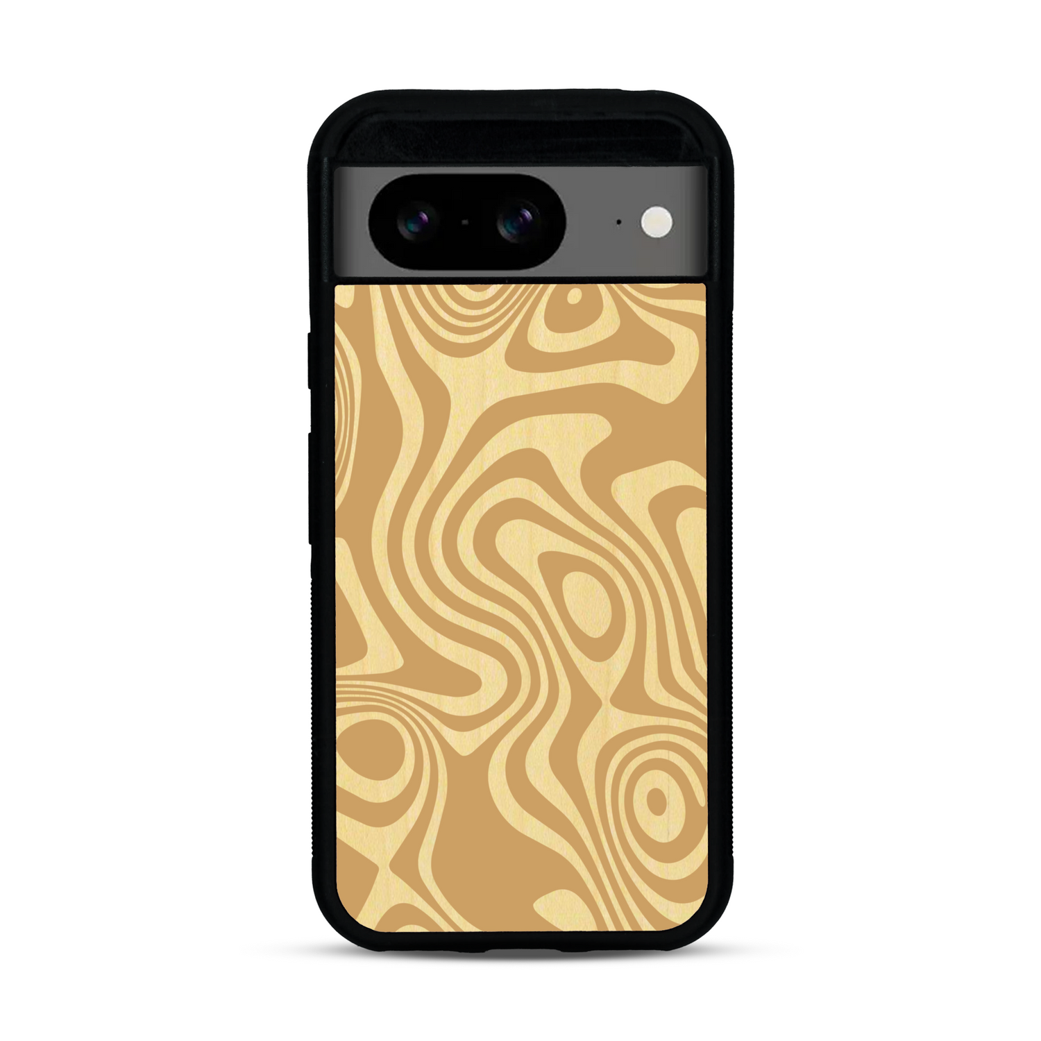 Coque de protection en bois véritable fabriquée en France pour  avec un motif abstrait représentant les mouvements de l'eau