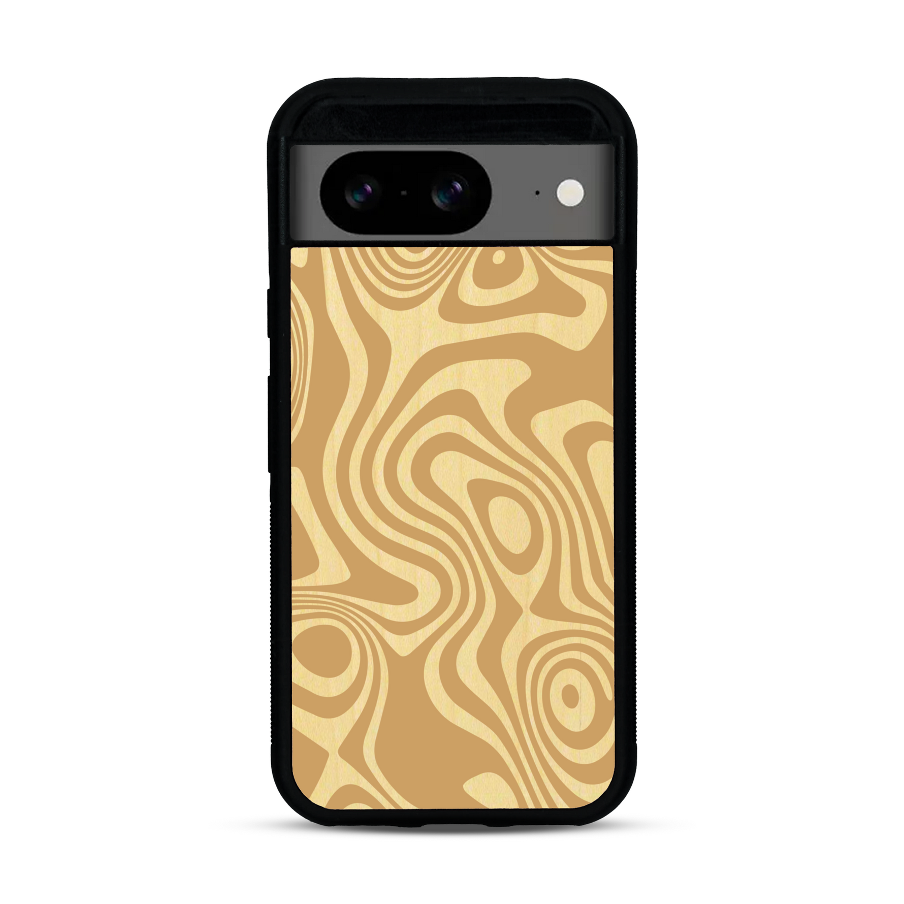 Coque de protection en bois véritable fabriquée en France pour  avec un motif abstrait représentant les mouvements de l'eau