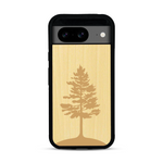 Coque de protection en bois véritable fabriquée en France pour  sur le thème de la nature, de la fôret et de l'écoresponsabilité avec une gravure représentant un arbre 