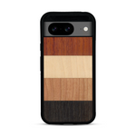 Coque de protection en bois véritable fabriquée en France pour  alliant des bandes horizontales de bambou, merisier, padouk, noyer et chêne fumé
