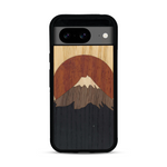Coque de protection en bois véritable fabriquée en France pour  alliant plusieurs essences de bois pour représenter le mont Fuji