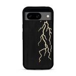 Coque de protection en bois véritable fabriquée en France pour  alliant plusieurs essences de bois pour représenter un éclair divin