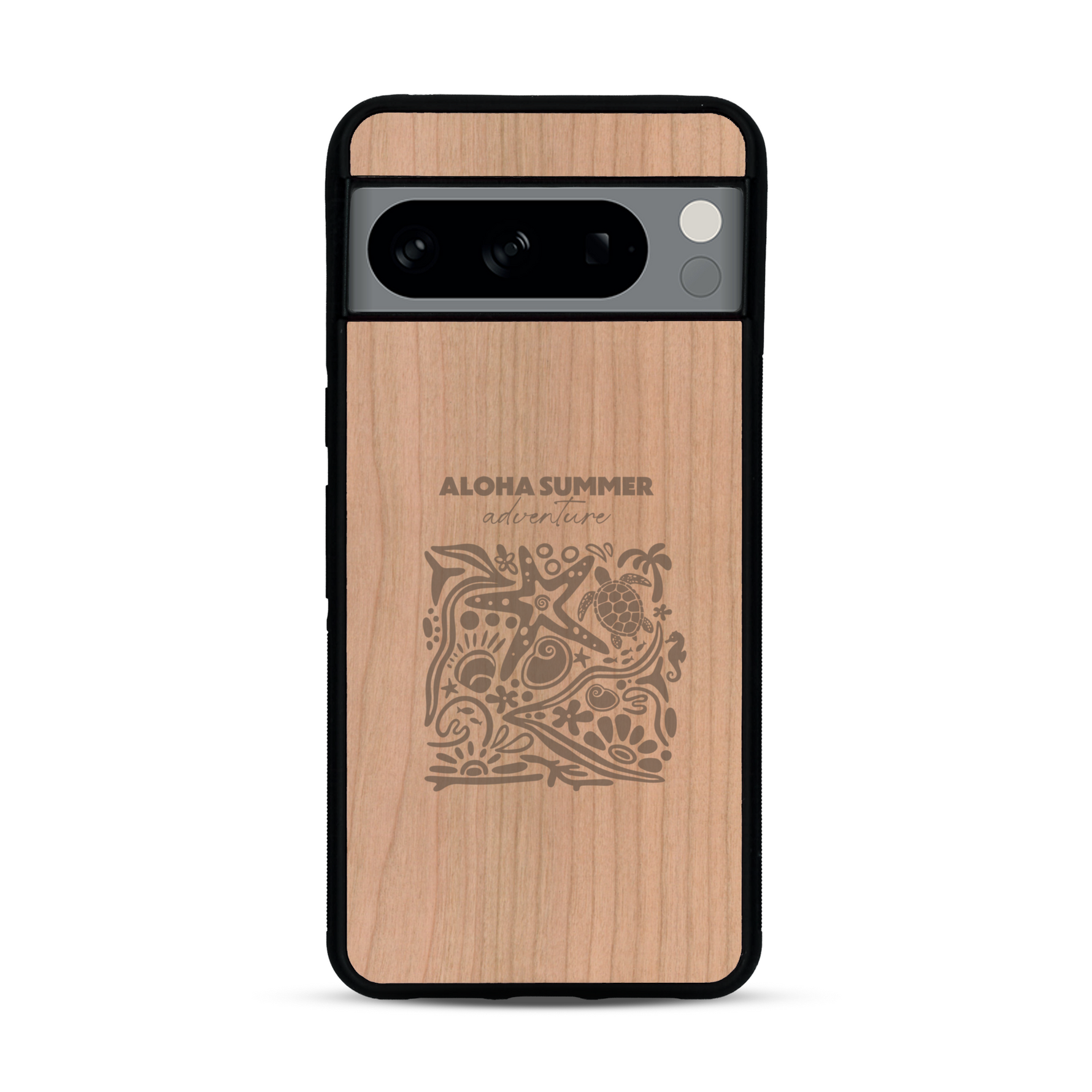Coque de protection en bois véritable fabriquée en France pour  sur le thème de la plage, de l'été et vanlife.