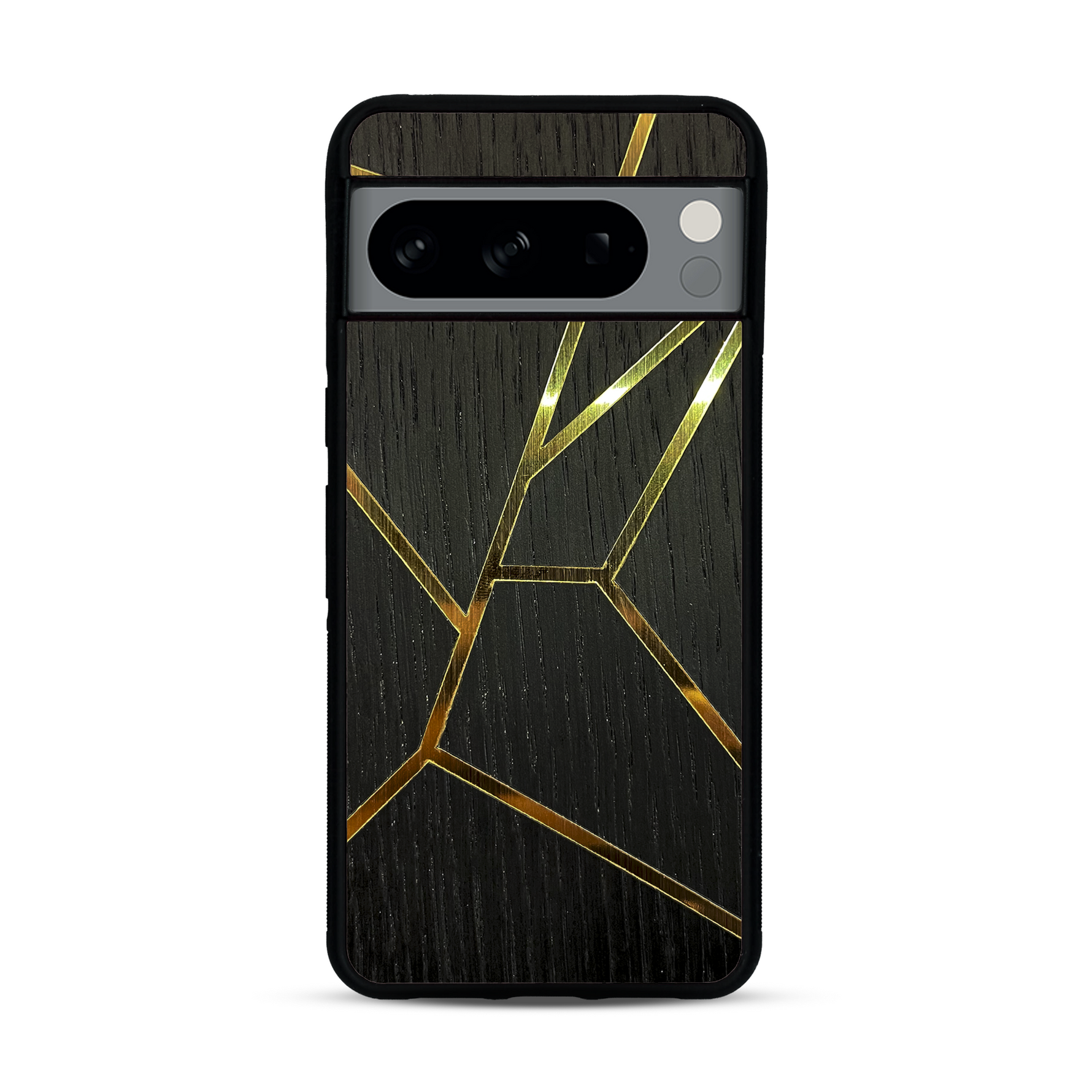 Coque de protection en bois véritable fabriquée en France pour  alliant plusieurs essences de bois pour représenter des fragments design