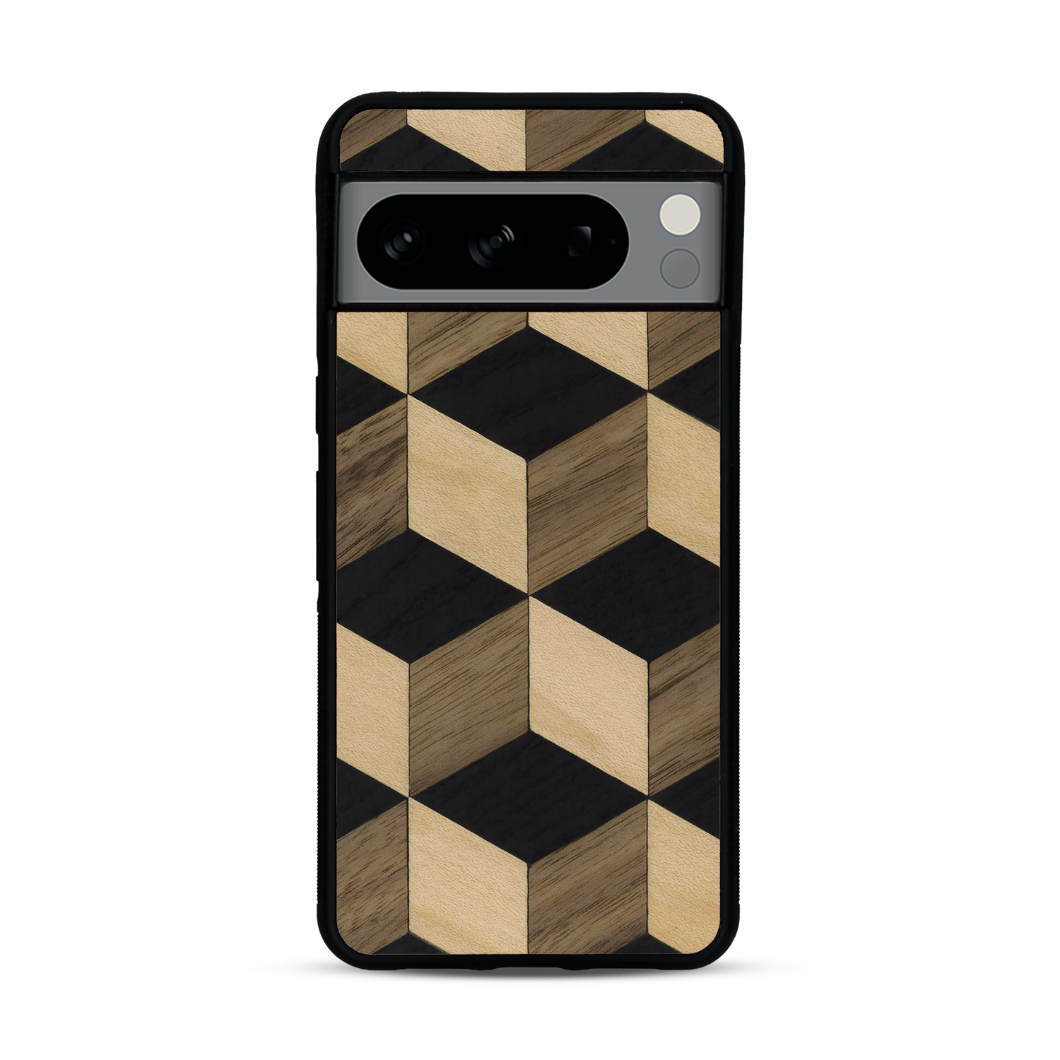 Coque de protection en bois véritable fabriquée en France pour  alliant plusieurs essences de bois pour représenter un classique intemporel de la marqueterie
