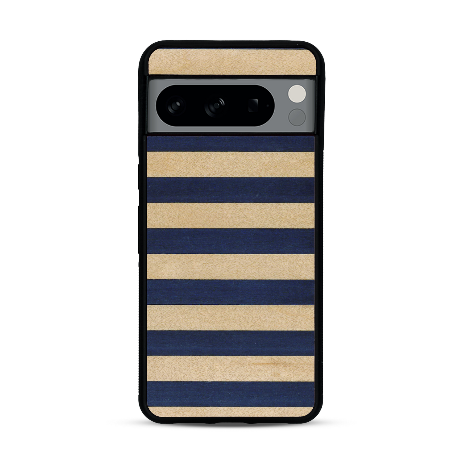 Coque de protection en bois véritable fabriquée en France pour  alliant plusieurs essences de bois pour représenter une marinière