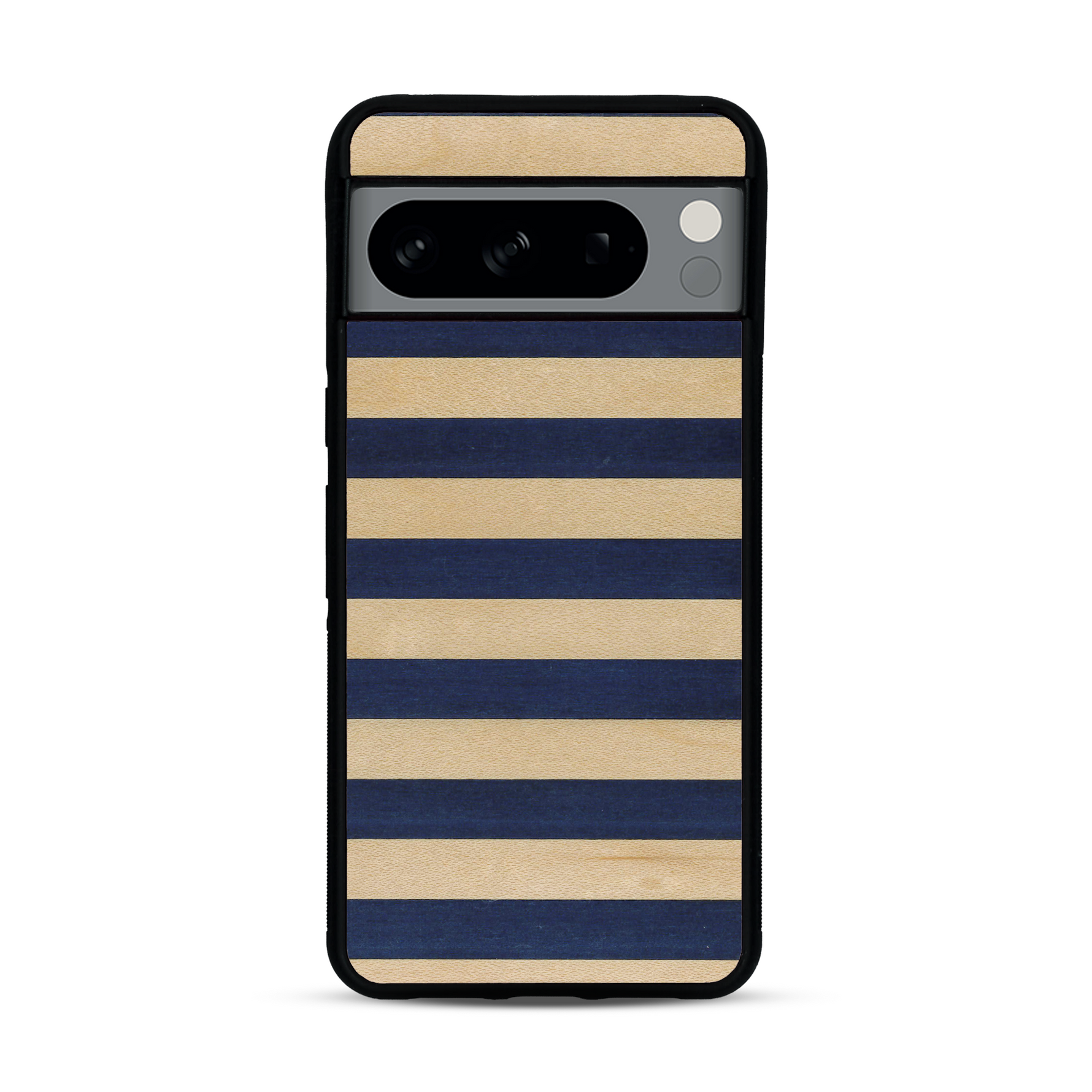 Coque de protection en bois véritable fabriquée en France pour  alliant plusieurs essences de bois pour représenter une marinière