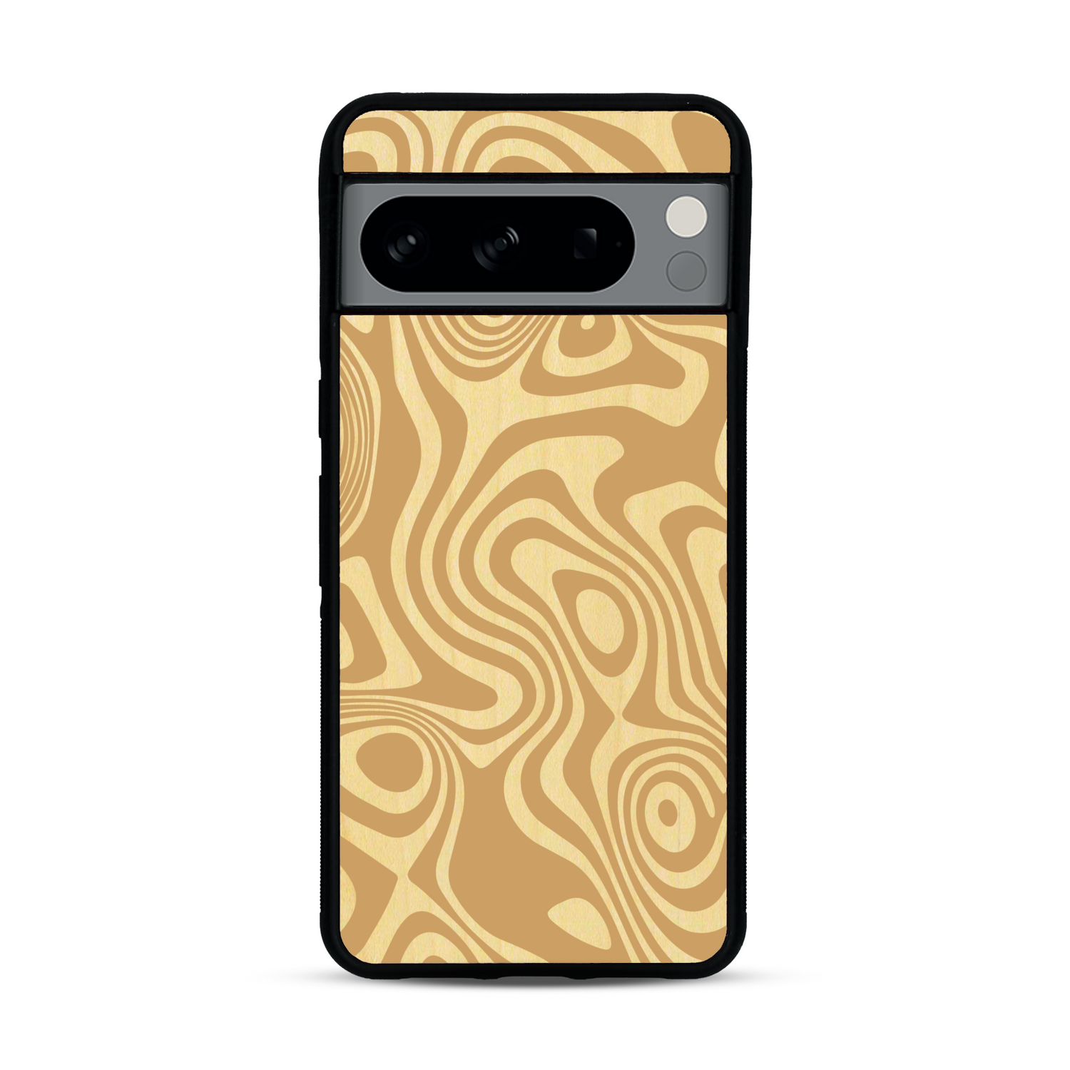 Coque de protection en bois véritable fabriquée en France pour  avec un motif abstrait représentant les mouvements de l'eau