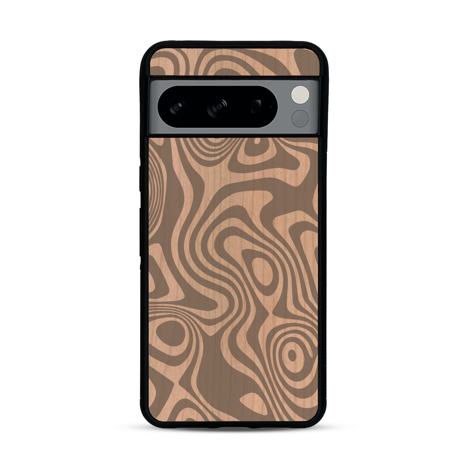 Coque de protection en bois véritable fabriquée en France pour  avec un motif abstrait représentant les mouvements de l'eau