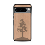 Coque de protection en bois véritable fabriquée en France pour  sur le thème de la nature, de la fôret et de l'écoresponsabilité avec une gravure représentant un arbre 
