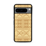 Coque de protection en bois véritable fabriquée en France pour  avec des motifs géométriques s'inspirant des temples aztèques, mayas et incas