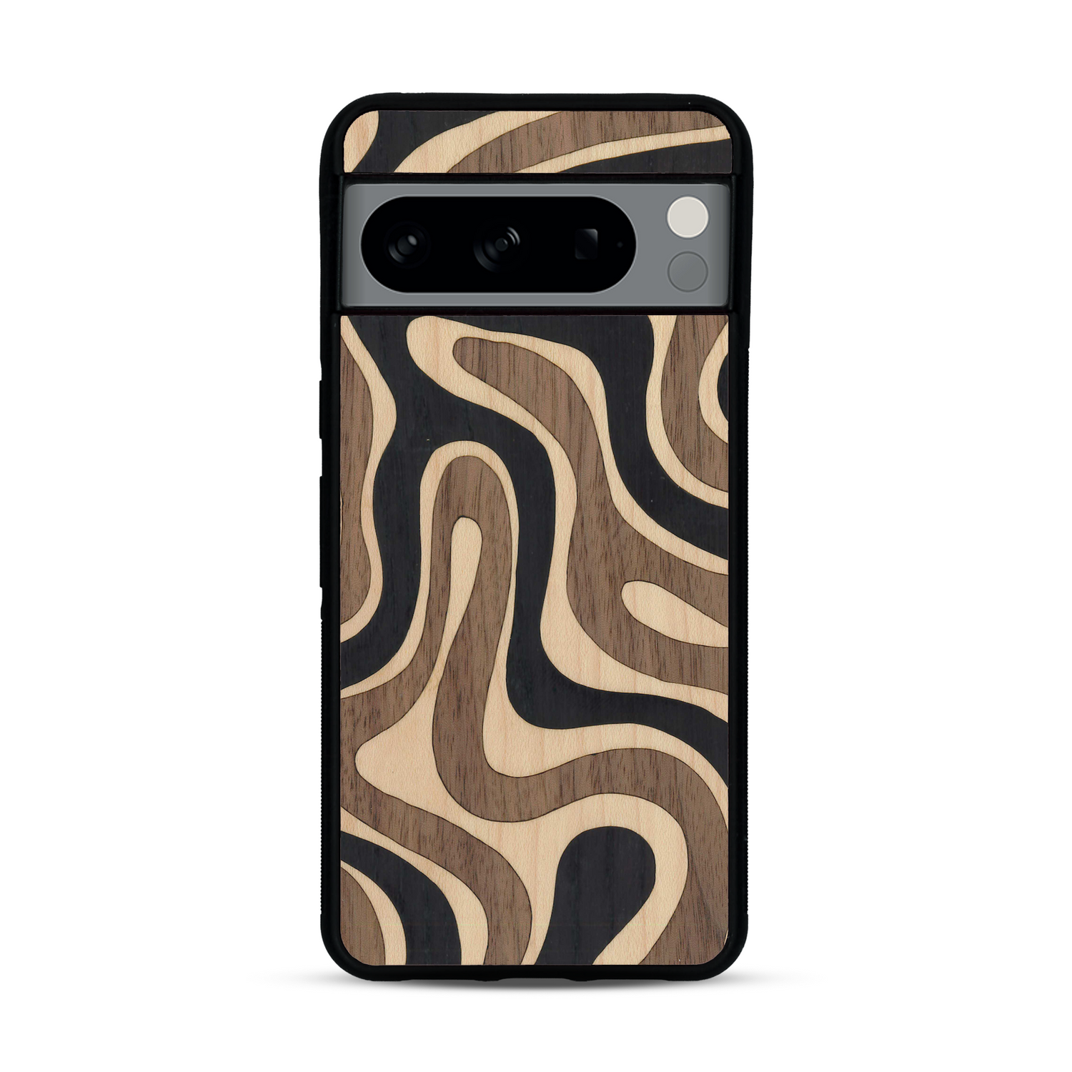 Coque de protection en bois véritable fabriquée en France pour  alliant plusieurs essences de bois pour représenter une ondulation
