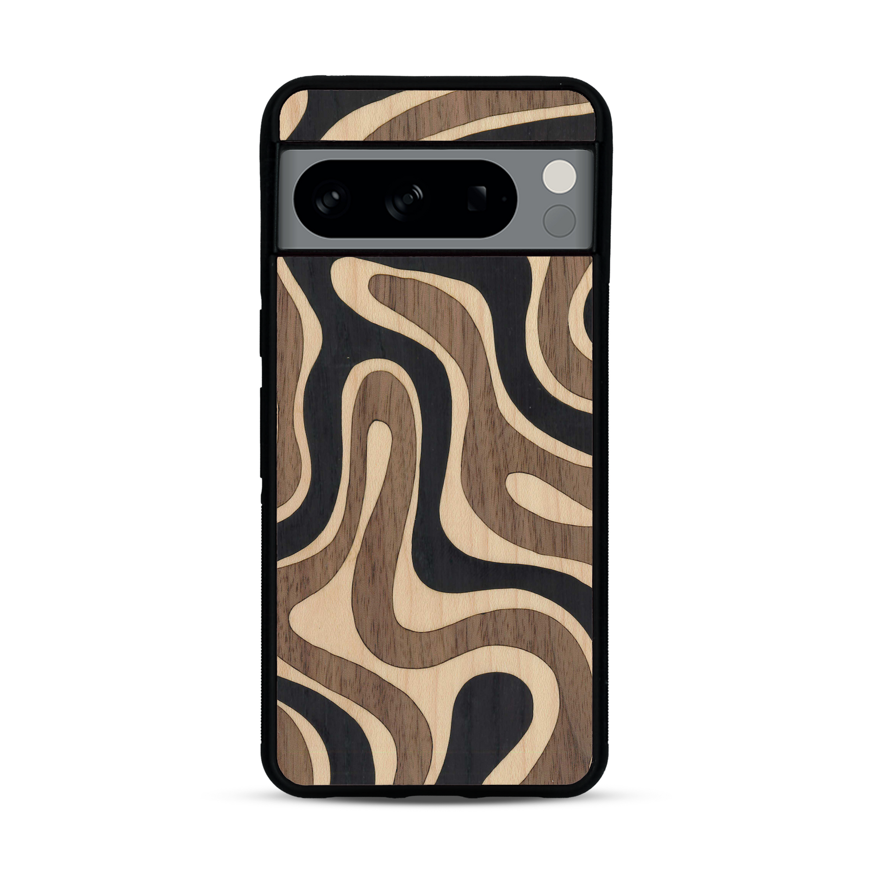 Coque de protection en bois véritable fabriquée en France pour  alliant plusieurs essences de bois pour représenter une ondulation