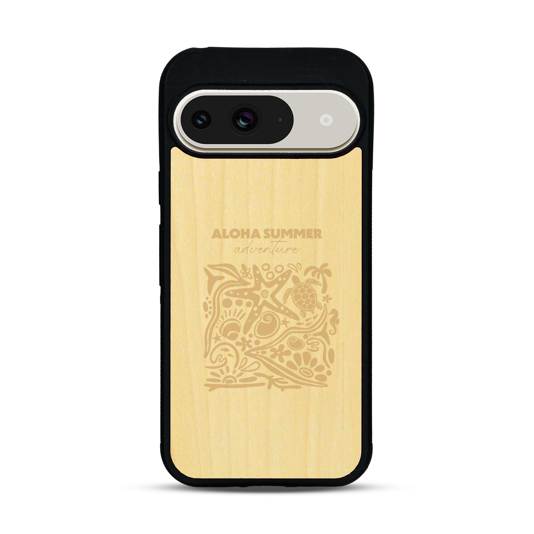 Coque de protection en bois véritable fabriquée en France pour  sur le thème de la plage, de l'été et vanlife.
