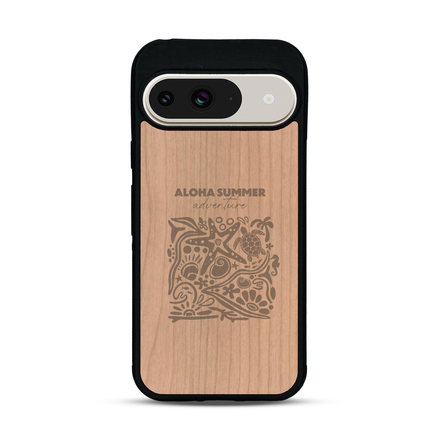 Coque de protection en bois véritable fabriquée en France pour  sur le thème de la plage, de l'été et vanlife.