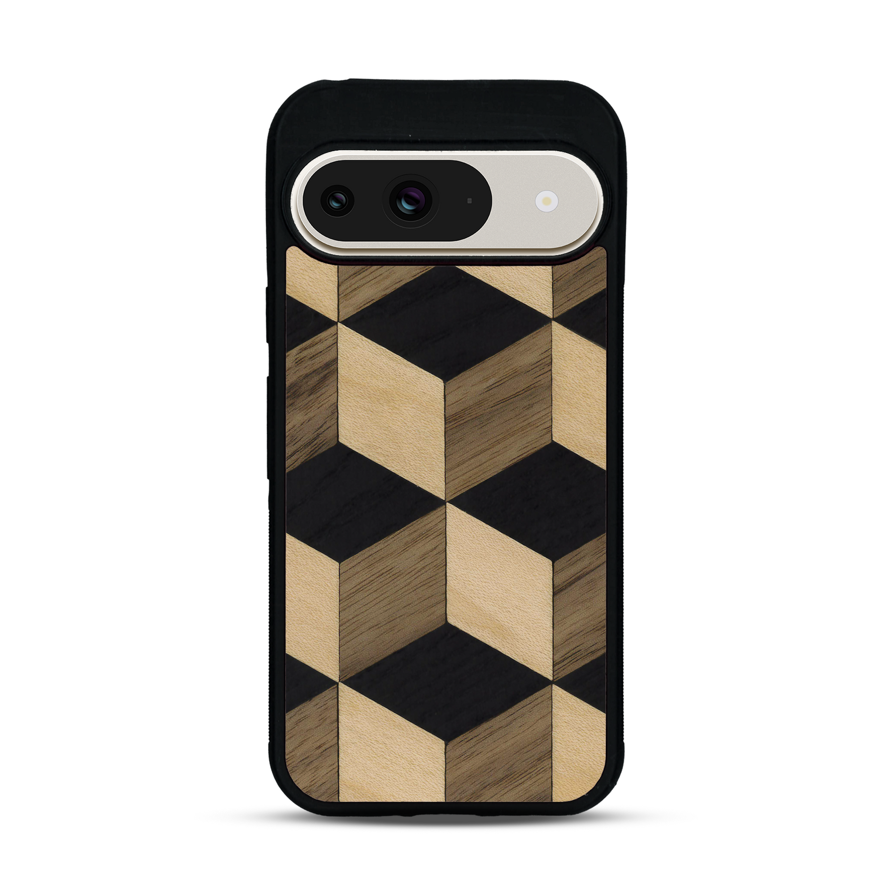 Coque de protection en bois véritable fabriquée en France pour  alliant plusieurs essences de bois pour représenter un classique intemporel de la marqueterie