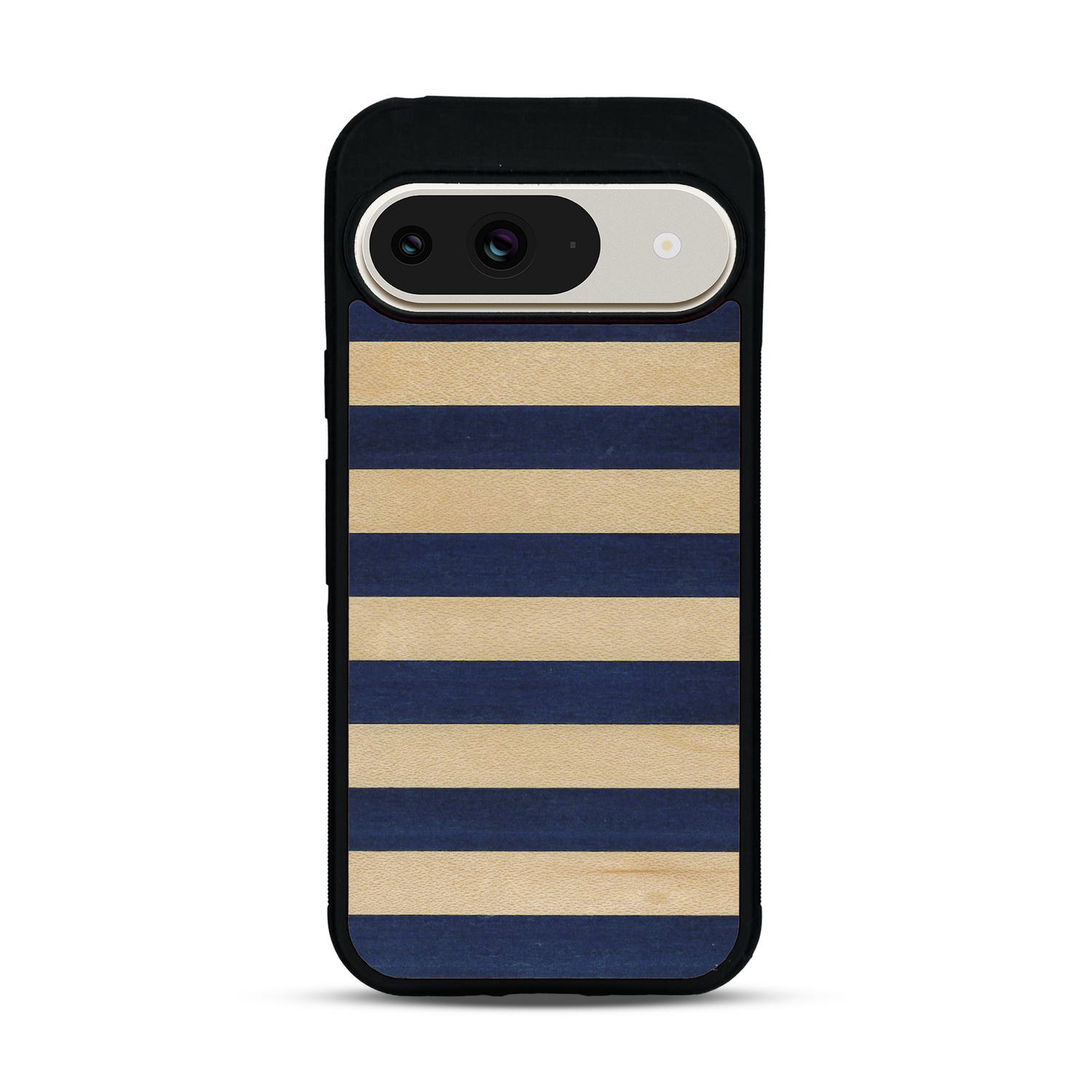 Coque de protection en bois véritable fabriquée en France pour  alliant plusieurs essences de bois pour représenter une marinière