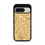 Coque de protection en bois véritable fabriquée en France pour  avec un motif abstrait représentant les mouvements de l'eau