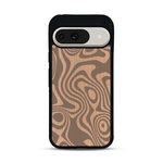Coque de protection en bois véritable fabriquée en France pour  avec un motif abstrait représentant les mouvements de l'eau