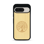 Coque de protection en bois véritable fabriquée en France pour  sur le thème de la spiritualité et du yoga avec une gravure zen représentant un arbre de vie