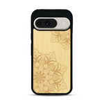 Coque de protection en bois véritable fabriquée en France pour  sur le thème de la bohème et du tatouage au henné avec une gravure représentant un mandala