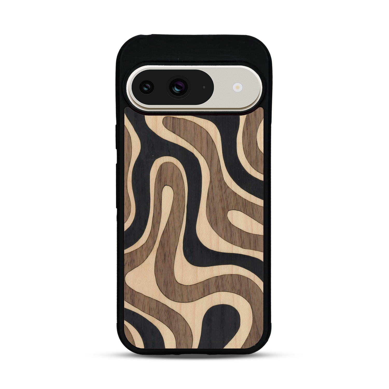 Coque de protection en bois véritable fabriquée en France pour  alliant plusieurs essences de bois pour représenter une ondulation
