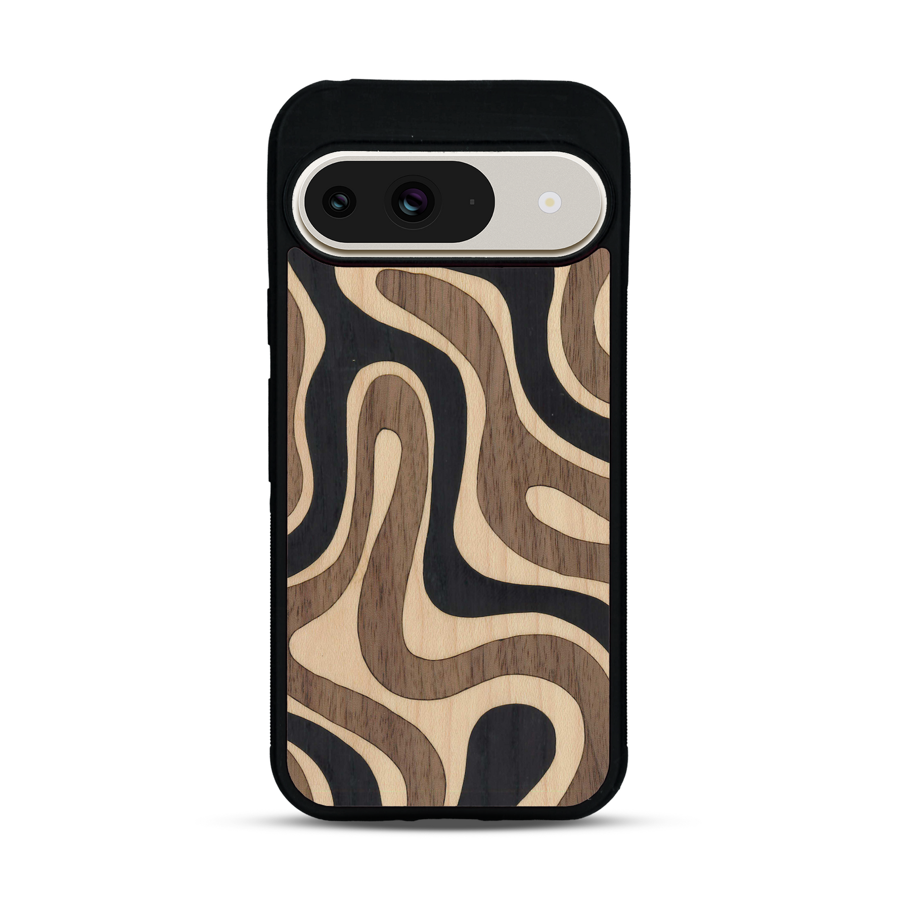 Coque de protection en bois véritable fabriquée en France pour  alliant plusieurs essences de bois pour représenter une ondulation
