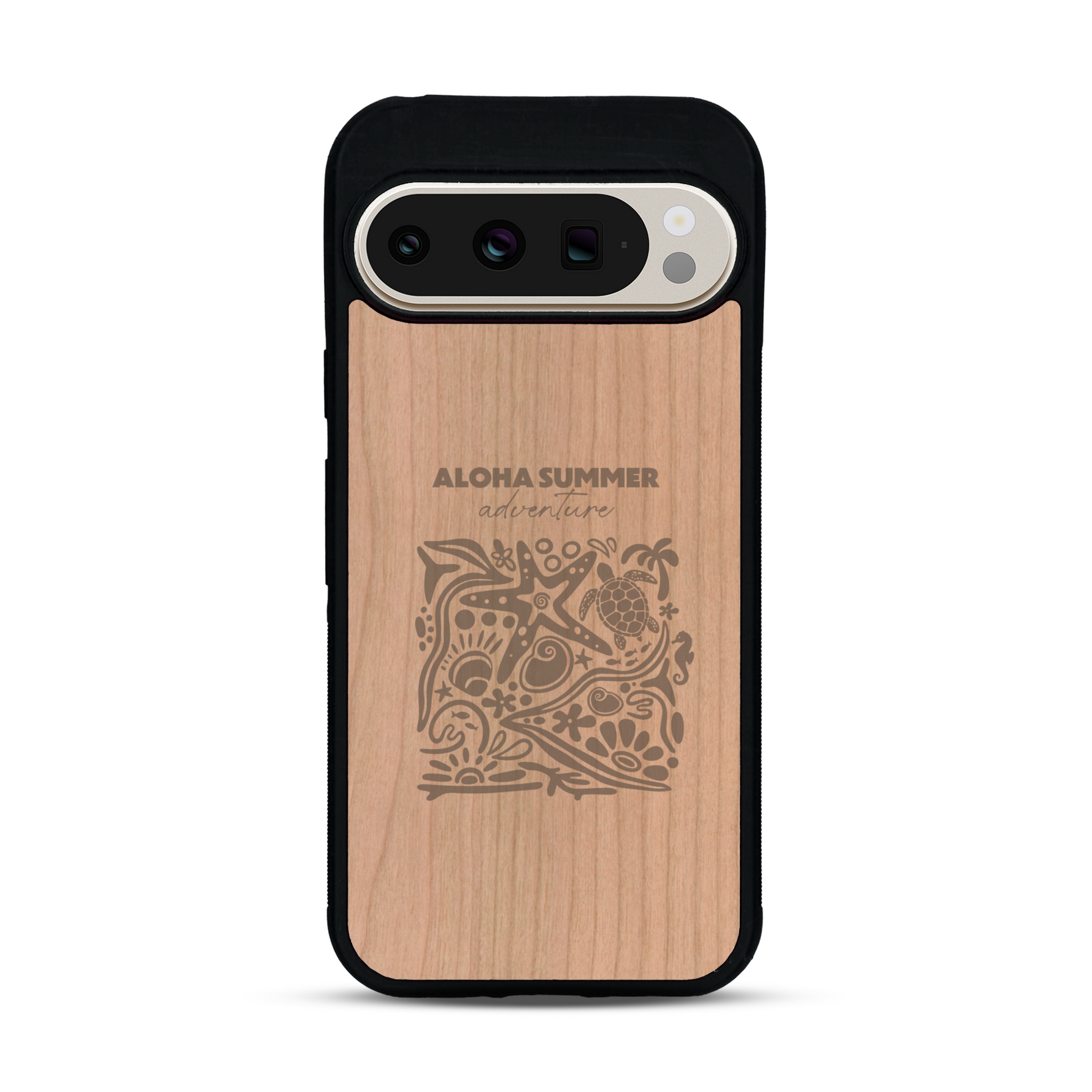Coque de protection en bois véritable fabriquée en France pour  sur le thème de la plage, de l'été et vanlife.