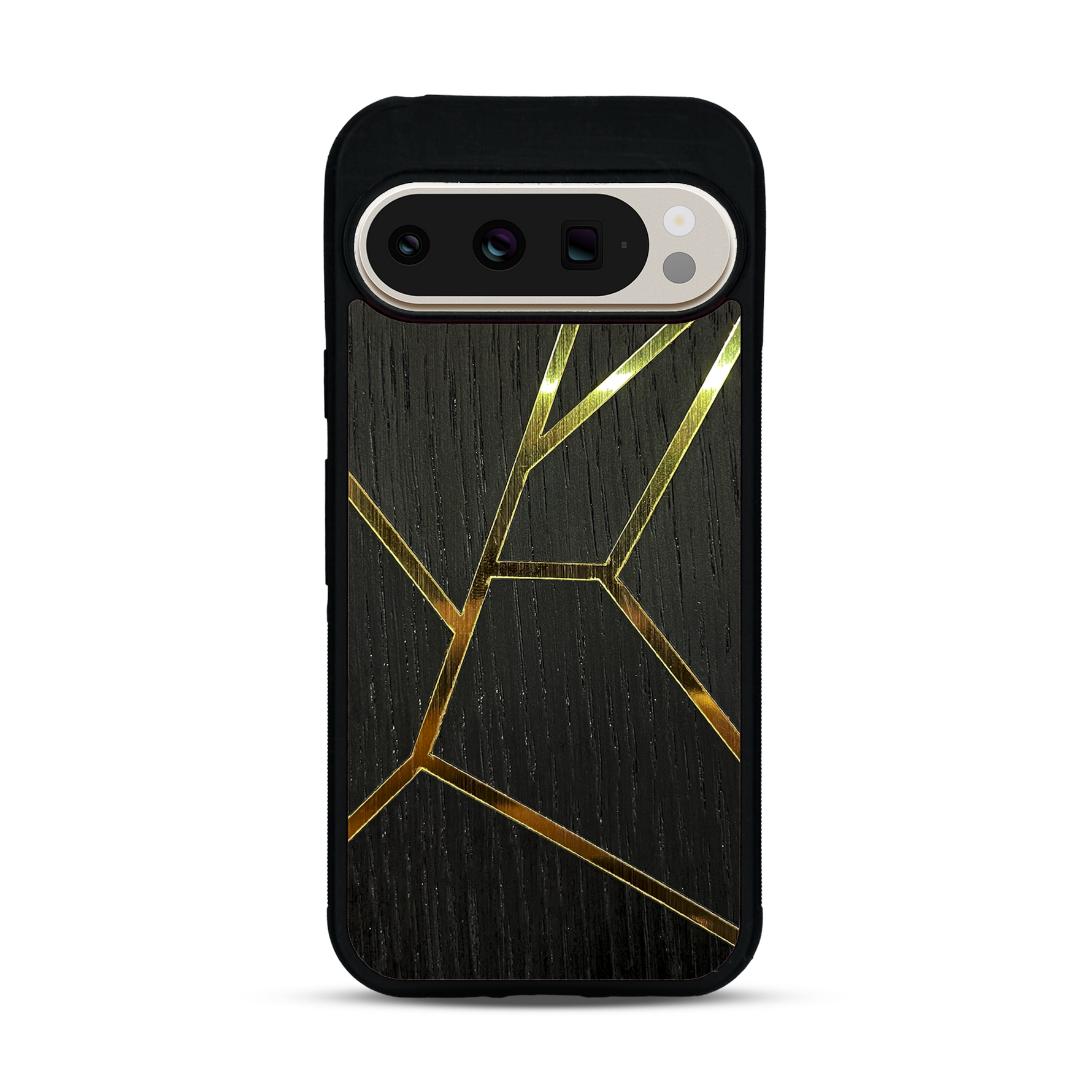 Coque de protection en bois véritable fabriquée en France pour  alliant plusieurs essences de bois pour représenter des fragments design