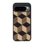 Coque de protection en bois véritable fabriquée en France pour Google Pixel 9 Pro alliant plusieurs essences de bois pour représenter un classique intemporel de la marqueterie