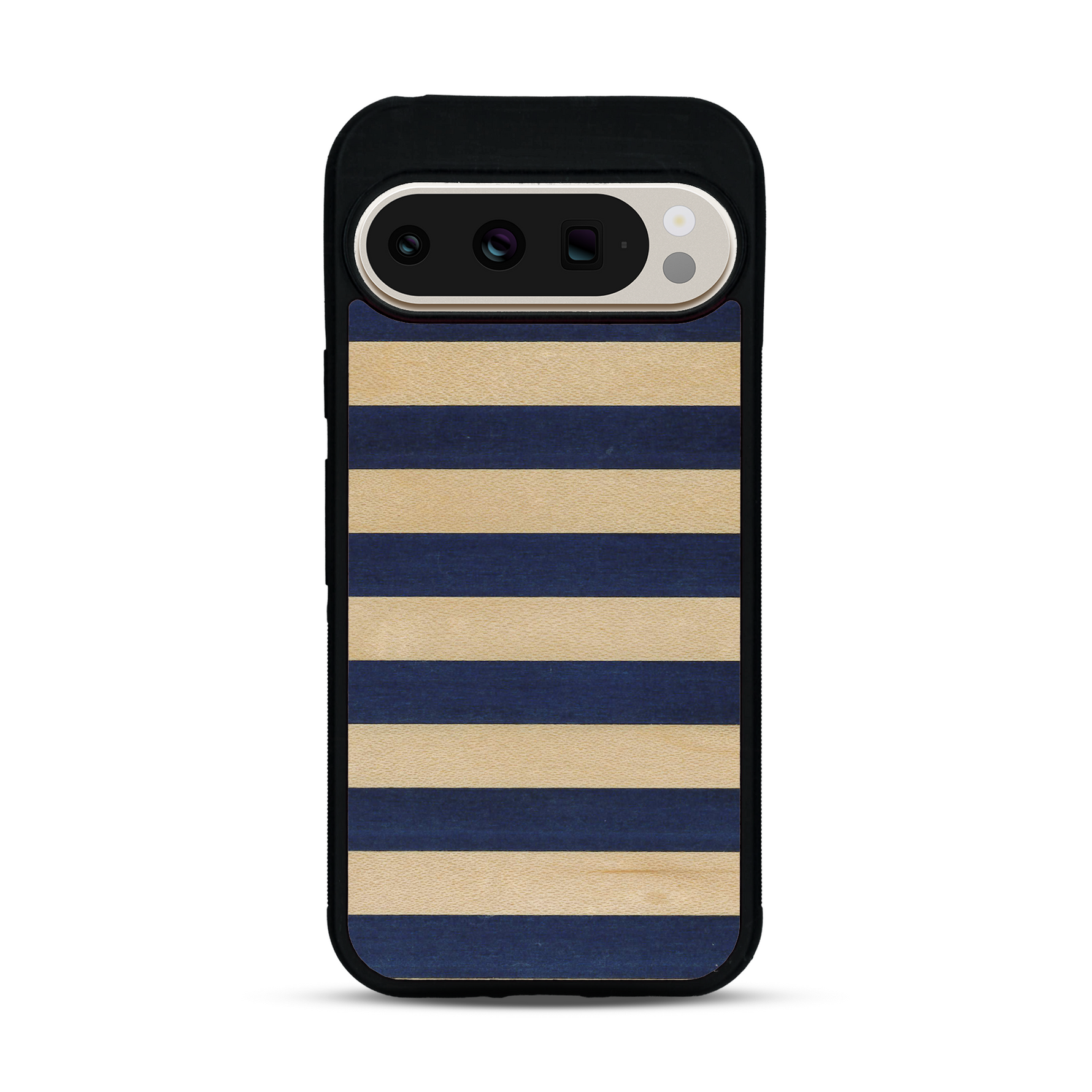 Coque de protection en bois véritable fabriquée en France pour  alliant plusieurs essences de bois pour représenter une marinière