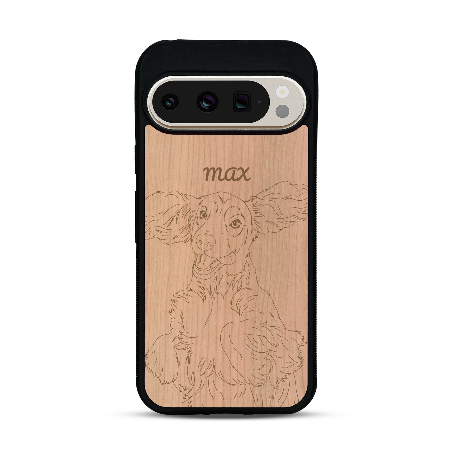 Coque de protection en bois véritable fabriquée en France pour  avec gravure personnalisée à partir d'une photo, d'une image, d'un logo, des initials ou d'une phrase