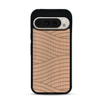 Coque de protection en bois véritable fabriquée en France pour  avec un motif moderne et minimaliste sur le thème waves et wavy représentant les vagues de l'océan