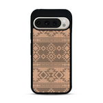 Coque de protection en bois véritable fabriquée en France pour  avec des motifs géométriques s'inspirant des temples aztèques, mayas et incas