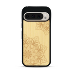 Coque de protection en bois véritable fabriquée en France pour  sur le thème de la bohème et du tatouage au henné avec une gravure représentant un mandala